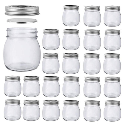 10 oz Mason Jars, 24 Pack 300ml Glass Canning Jars with Regular Mouth Lids, Glass Jars Storage Containers for Overnight Oats, Jam, Jelly, Honey, Beans, Spice, Wedding Party Favors, Shower Favors