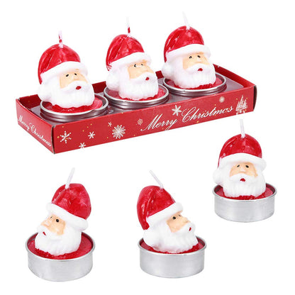 BFYDOAA 6PCS Christmas Tealight Candles Santa Claus Tea Lights Wax Mini Votive Candles for Christmas Scene,Dinner Table Decor