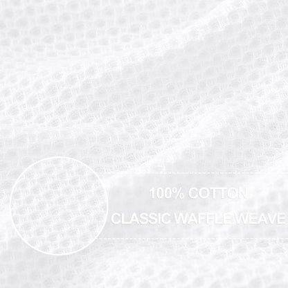 Homaxy 100% Cotton Waffle Weave Kitchen Dish Towels, Ultra Soft Absorbent Quick Drying Cleaning Towel, 13 x 28 Inches, 12-Pack, White