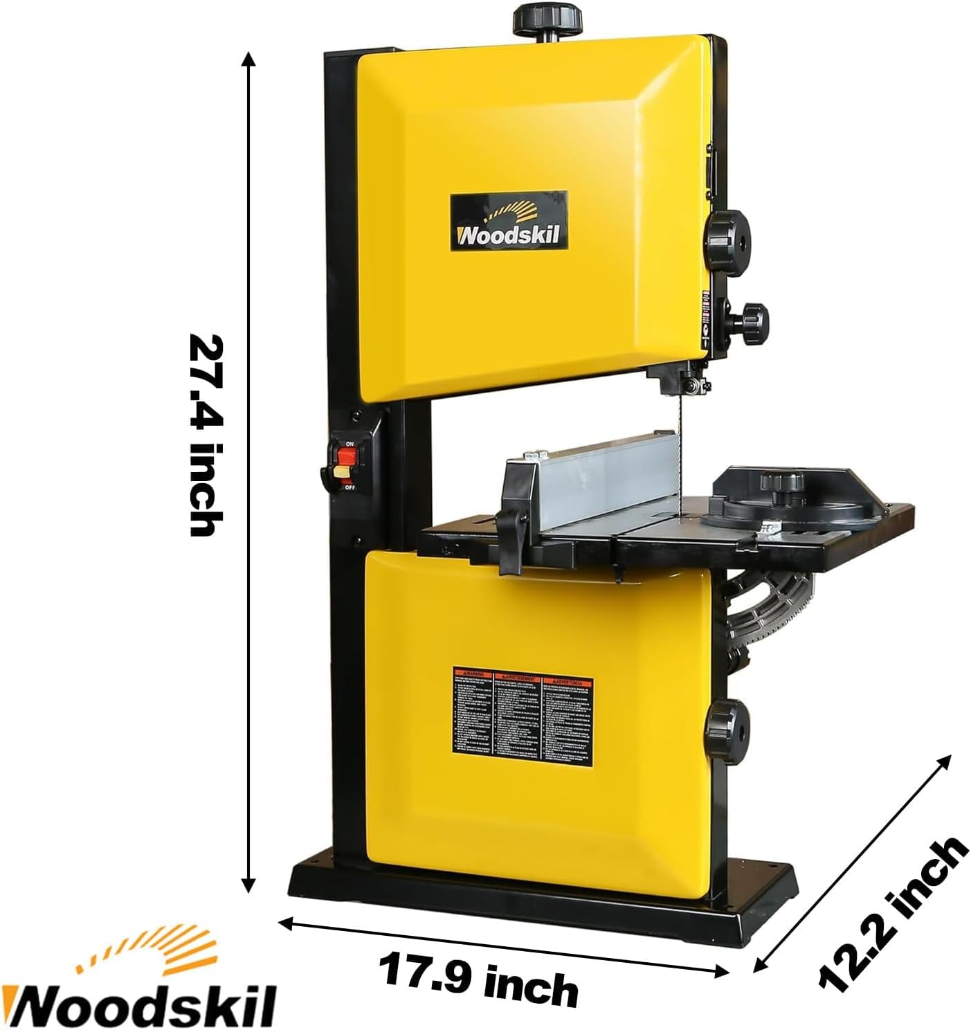 Woodskil 3-Amp 9-Inch Band Saw, 2500FPM Benchtop Bandsaw with Removable Safty Key, Cast Aluminum Table, Steel Base for woodworking