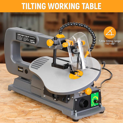Hoteche 16-inch Power Scroll Saws for Woodworking, 1.2-Amp, Variable Speed, with Large Tilting Working Table and Integrated Dust Port