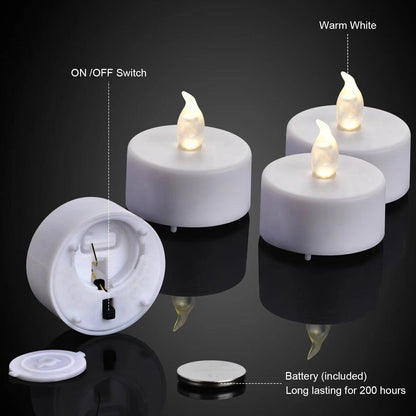 PILLOBOX Battery Operated Tea Lights Candles-100PACK Flameless Electric Candles LED Lamp Realistic and Bright Flickering Holiday Gift Long Lasting for Wedding Party Home Decoration (Warm White)