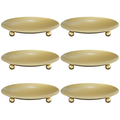 Apsvwys Gold Candle Holders for Pillar Candles, Set of 6 Premium Metal Candle Plates Candle Stand for LED or Wax Candles, Decorative Pillar Candle Holder Dish for Table Centerpiece