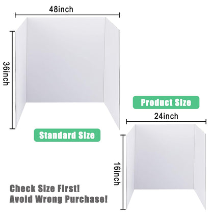 LonlyEagle Trifold Poster Board, 24" x 16", 3-Pack, White Corrugated Project Boards for Science Fairs, School Projects, Event Displays