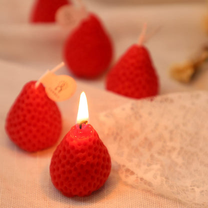 Nuanchu 8 Pieces Strawberry Candle Strawberry Shaped Scented Wax Mini Soy Wax Scented Cute Decorative Candle for Birthday Bedroom Bathroom Kitchen Decoration Parties, 2 Packs(Red)