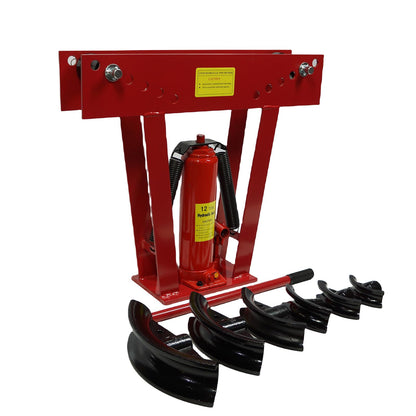 Garvee Tube and Pipe Bender, 12 T Hydraulic Pipe Bender Hand Pump Tube Tubing Exhaust Tube Bender Tool 6 Dies (1/2 in,3/4 in,1 in,1-1/4 in,1-1/2 in,2 in)