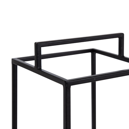 Kate and Laurel Brandt Farmhouse Two-Piece Candle Holder Set; 7 x 7 x 19; Hazelnut and Black; Transitional Wood and Metal Lantern Candle Holders for Fireplace Mantel Display