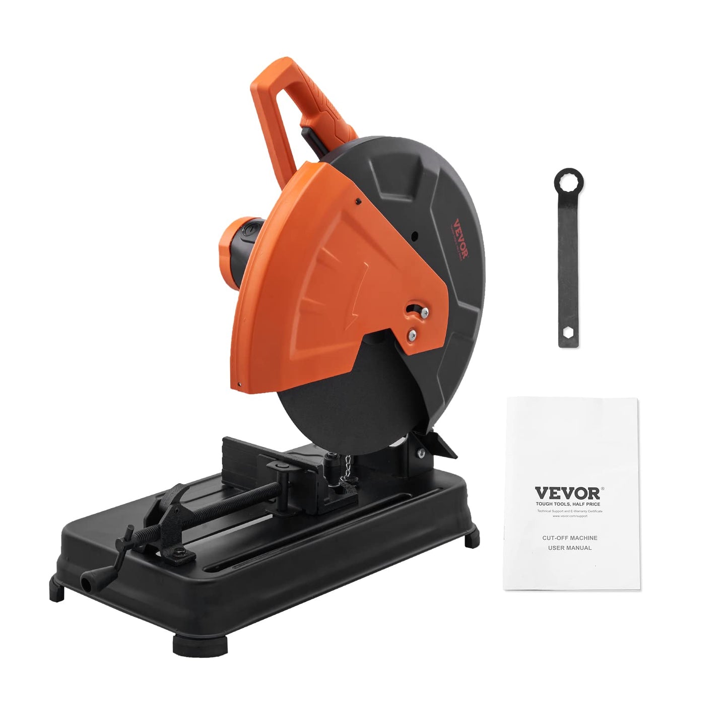 VEVOR Abrasive Chop Saw, 14in / 35cm Blade, 2300W 3600RPM Steel Cutting Machine, 0-45Degrees Adjustable Angle Miter Saw for Cutting Metal, Rebar, Iron, Aluminum - Black