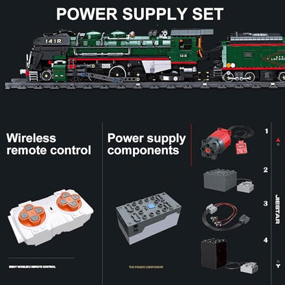 French 141R Steam Locomotive Building Bricks Set -Retro Steam Train Building Toy Sets Large Locomotives Display Toy with Train Tracks for Adults (1782 PCS)