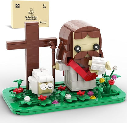 Jesus Building Set Christmas Building Kit The Good Shepherd Little Jesus Figures with Sheep and Cross Easter and Nativity Building Set Christian Gift for for Adults and Kids Ages 6 and Up