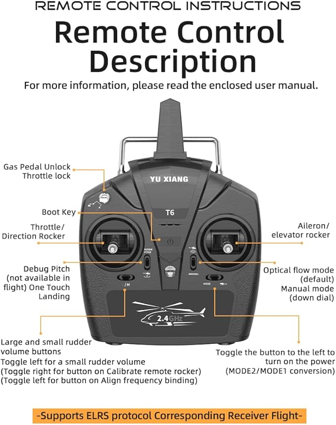 YU Xiang F07 Bell UH-1 Huey RC Helicopter for Adults 1/34 2.4G 6CH Brushless Direct-Drive 3D/6G Flybarless Advanced RTF RC Helicopter with Optical Flow Positioning - 1PCS Battery