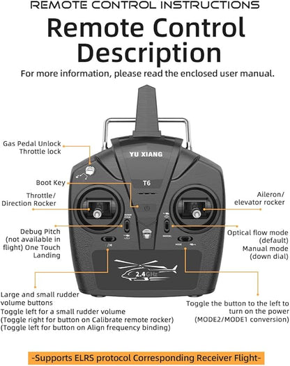 YU Xiang F07 Bell UH-1 Huey RC Helicopter for Adults 1/34 2.4G 6CH Brushless Direct-Drive 3D/6G Flybarless Advanced RTF RC Helicopter with Optical Flow Positioning - 1PCS Battery