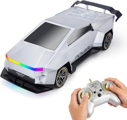 Remote Control CarAll Terrain 2.4GHz RC Truck for 3-12 Year Old Boys Electric Vehicle RC Car with LED Lights for Kids Birthday Gifts for Kids (Silver)