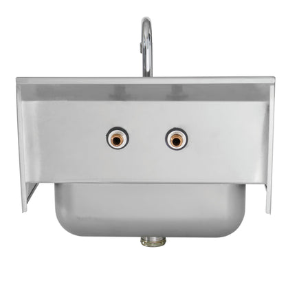 Kratos Commercial Hand Sink with Gooseneck Faucet | 14"W x 10"D x 5"H Stainless Steel Bowl | Wall Mounted Stainless Steel Handwashing Sink for Foodservice and Commercial Use | NSF Certified (28W-088)