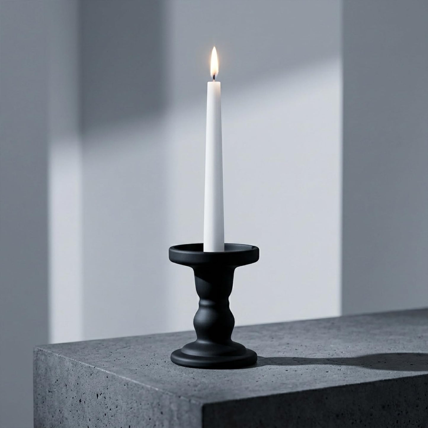 DreamsEden Matte Black Glass Candle Holder - 2 Pcs Modern Opaque Candle Stick for Taper, Pillar, Tea Light Candles, Sleek Home Decor Accent