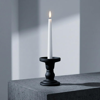 DreamsEden Matte Black Glass Candle Holder - 2 Pcs Modern Opaque Candle Stick for Taper, Pillar, Tea Light Candles, Sleek Home Decor Accent