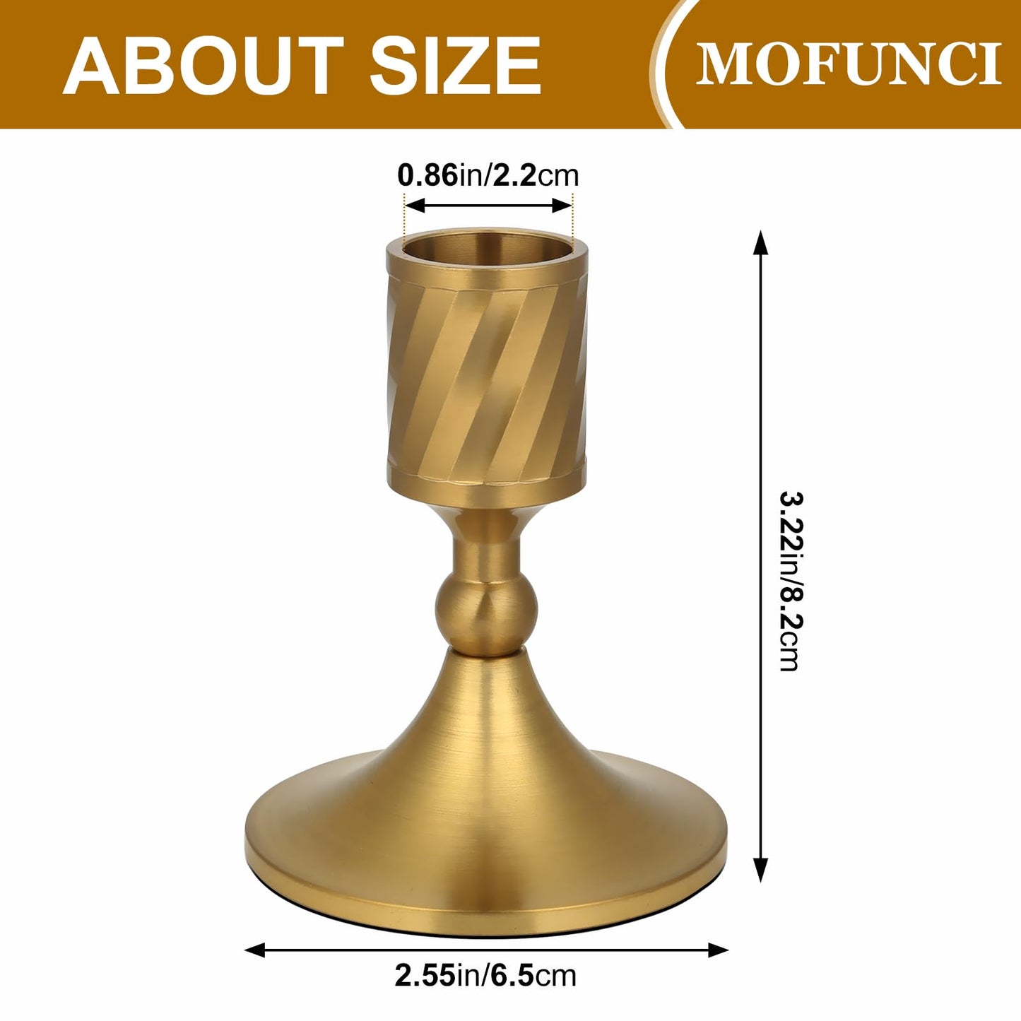 Mofunci Candlestick Holders Taper Candle Holders, Gold Candle Stick Holders Decor for Wedding Christmas Birthday Party Holiday, Short Candle Holders for Table Centerpieces Home Decor, Set of 2