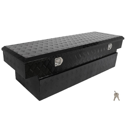 SCITOO 69" Aluminum Diamond Plate Truck Bed Tool Box,Heavy Duty Crossover Storage for Most Full Size Pickups,Lockable Weatherproof Chest,Fits 69"WX20"DX20"H Truck Beds,Easy Access to Load and Unload