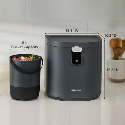 Food Cycler Eco 5 Award-Winning Kitchen Food Recycler | Indoor Composter Bin Alternative | Electric Countertop Food Disposer with Odorless 5L Indoor Food Waste Bin for Easy Waste Management | Grey