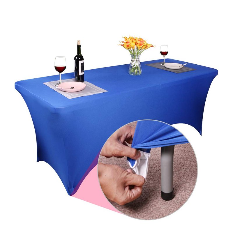Fvstar 2pcs 6FT Tablecloth,Orange Spandex Tablecover,6ft Fitted Stretch Rectangular Table Cloth,6 Foot Washable Patio Table Protector for Party,Wedding,Banquet,Festival,Christmas