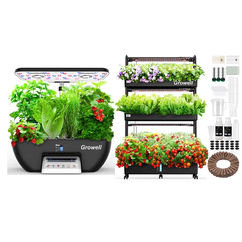 Growell 17 Pods Hydroponics Growing System & Large 90 Pods Vertical Garden