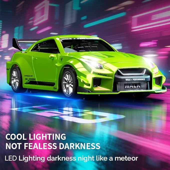 1:43 RC Drift Car D43-02 - 2.4G Full Proportional 4WD Alloy 20KM/H High Speed RC Racing Car with Gyro Silent Bearings Adjustable Speed &amp Lighting(Q10/Gray/D43-02)