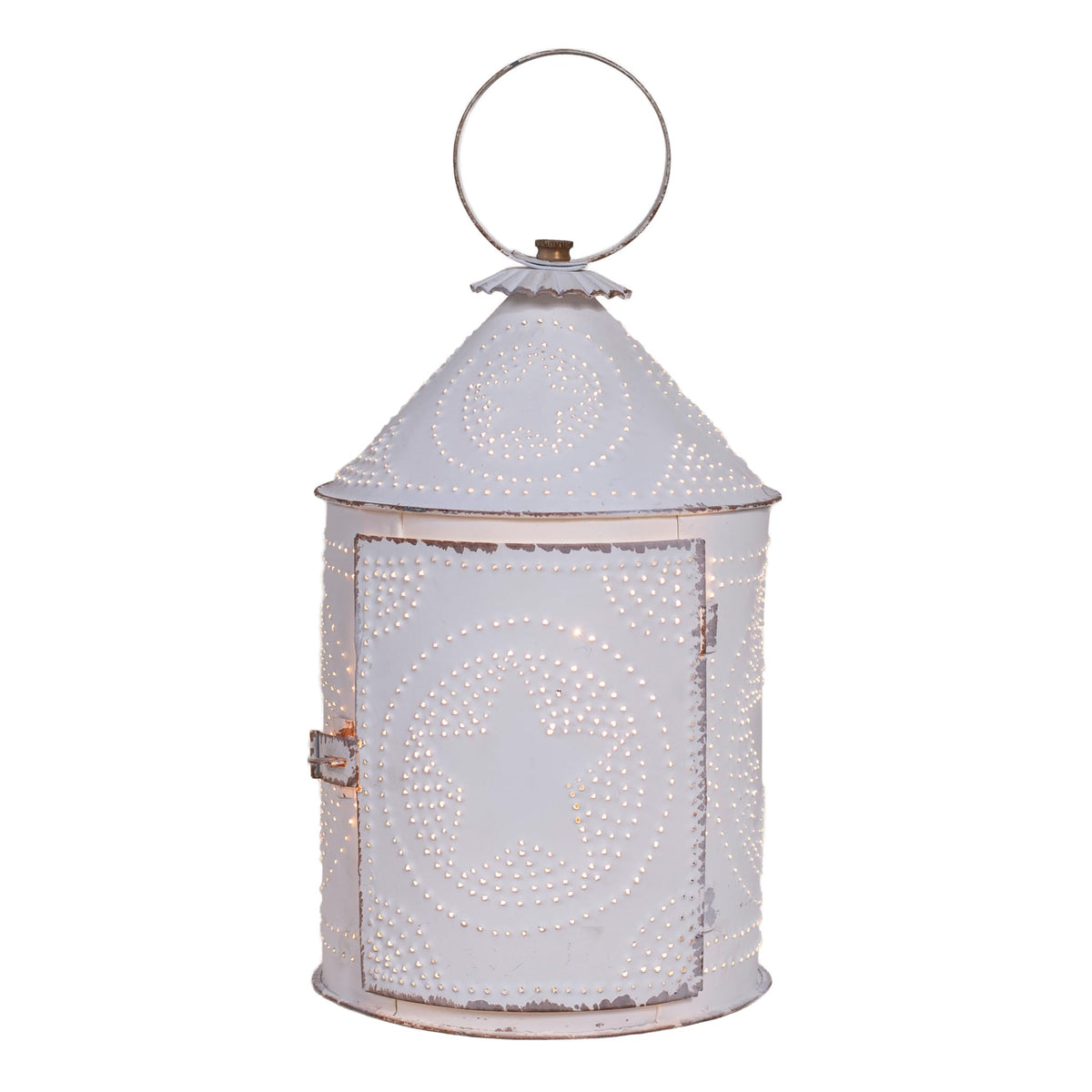 Irvin's Tinware Americana Lantern in Rustic White, Rustic Country Home Decor