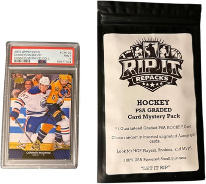 RIP IT REPACKS Hockey Trading Card Pack 1 PSA Graded Card Featuring Hall of Fame Players Rookies MVPs Random Autograph Chase Cards