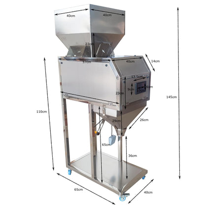 TECHTONGDA Powder Filling Machine Bag Filler 10-5000g Automatic Particle Weighing Filling Machine Stainless Steel Food Dispenser for Coffee Bean Tea Seeds Peanuts Cashews Soya 8-15 bags/min