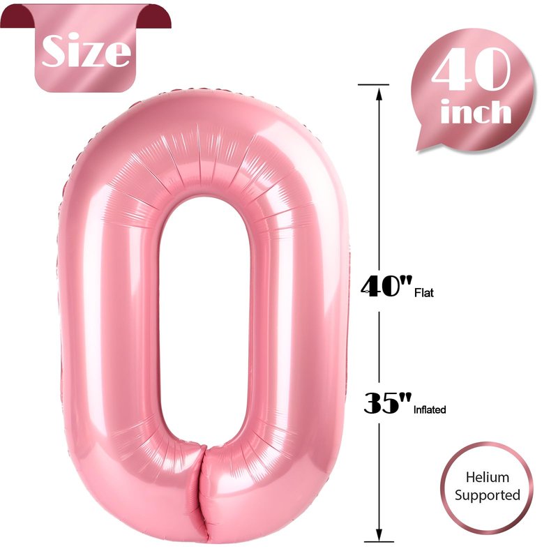 Pearlescent Pink Number 12 Balloons 40 inch, 12 Number Balloons, 12th Birthday Decorations for Girls 12 Year Old Pastel Pink Party Supplies