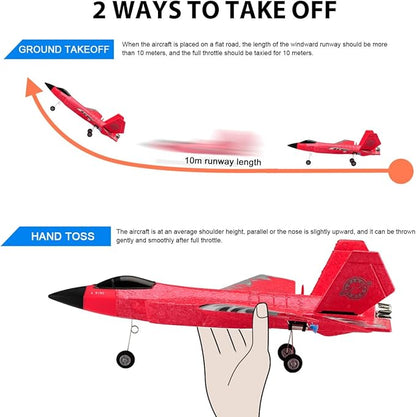 F35 RC Airplane Easy to Fly Foam RC Plane Remote Control Plane 2 Channel with Smart Gyro/Lights/Battery Rc Glider Jet Toy Gift for Kids Boys Adults 8-16 Year Old (Red)