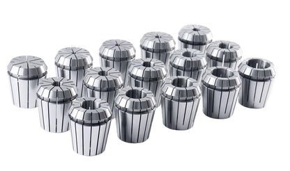 Accusize Industrial Tools - 15 Pc ER40 Precision Collet Set with R8 Bridgeport Shank Holder & Wrench, High Accuracy Tooling for Milling & Drilling, in Fitted Box, 0223-0984