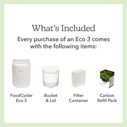 Food Cycler Eco 3 Compact Kitchen Food Recycler | Indoor Composter Bin Alternative | Electric Countertop Food Waste Disposer with Odorless 3.5L Indoor Food Waste Bin for Easy Waste Management | White