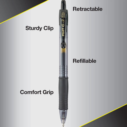 Pilot, G2 Premium Gel Roller Pens, Bold Point 1 mm, Pack of 12, Black