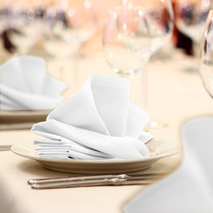 Avalon Kitchen White Cloth Napkins Bulk (Pack of 24) - 100% Polyester Dinner Linen Napkins Cloth Washable & Reusable - Durable with Hemmed Edges - Ideal for Parties and Weddings (17x17 Inches)