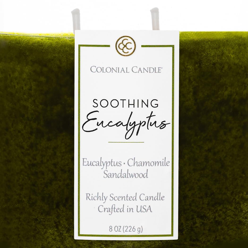 Colonial Candle Soothing Eucalyptus Scented Candle Jar, Highly Fragranced Candles for Home Scented, Mottled Wax Candle, 2 Wick, 8 oz - Made in the USA