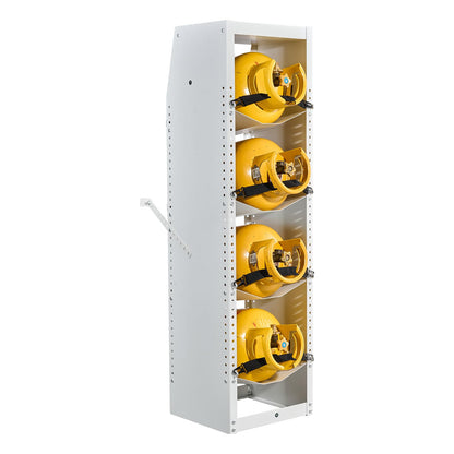VEVOR Refrigerant Tank Rack, 14.8 x 13 x 52 inches, 4 Tiers for 4 Cylinder, with Top Storage Shelf, White Powder-Coated Carbon Steel, Cylinder Tank Rack for Cargo Van, Storing Oxygen, and Nitrogen