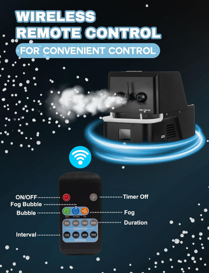 Vellrive Fog Bubble Machine – 3-in-1 Bubble & Fog Machine that Creates Snow-Like Effect for Indoor and Outdoor Use - Perfect Fake Snow Maker for Christmas, Parties, Weddings, and Holiday Events