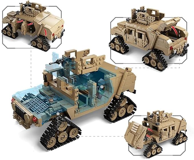 Feleph M1A2 Tank Set Military Model Kit 1:28 Scale WW2 Army Custom Vehicles Set 2-in-1 Tank Hummer Building Bricks Toys for Model Lovers (1463 Pieces)