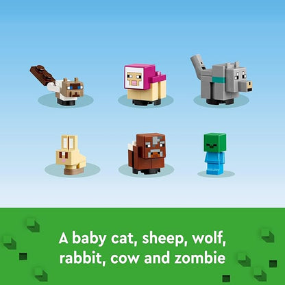 LEGO Minecraft The Animal Sanctuary Building Set Gaming Toy for Girls and Boys Ages 7 and Up Gift for Gamers and Kids Brick Model of The Plains Biome with Popular Minecraft Figures 21253
