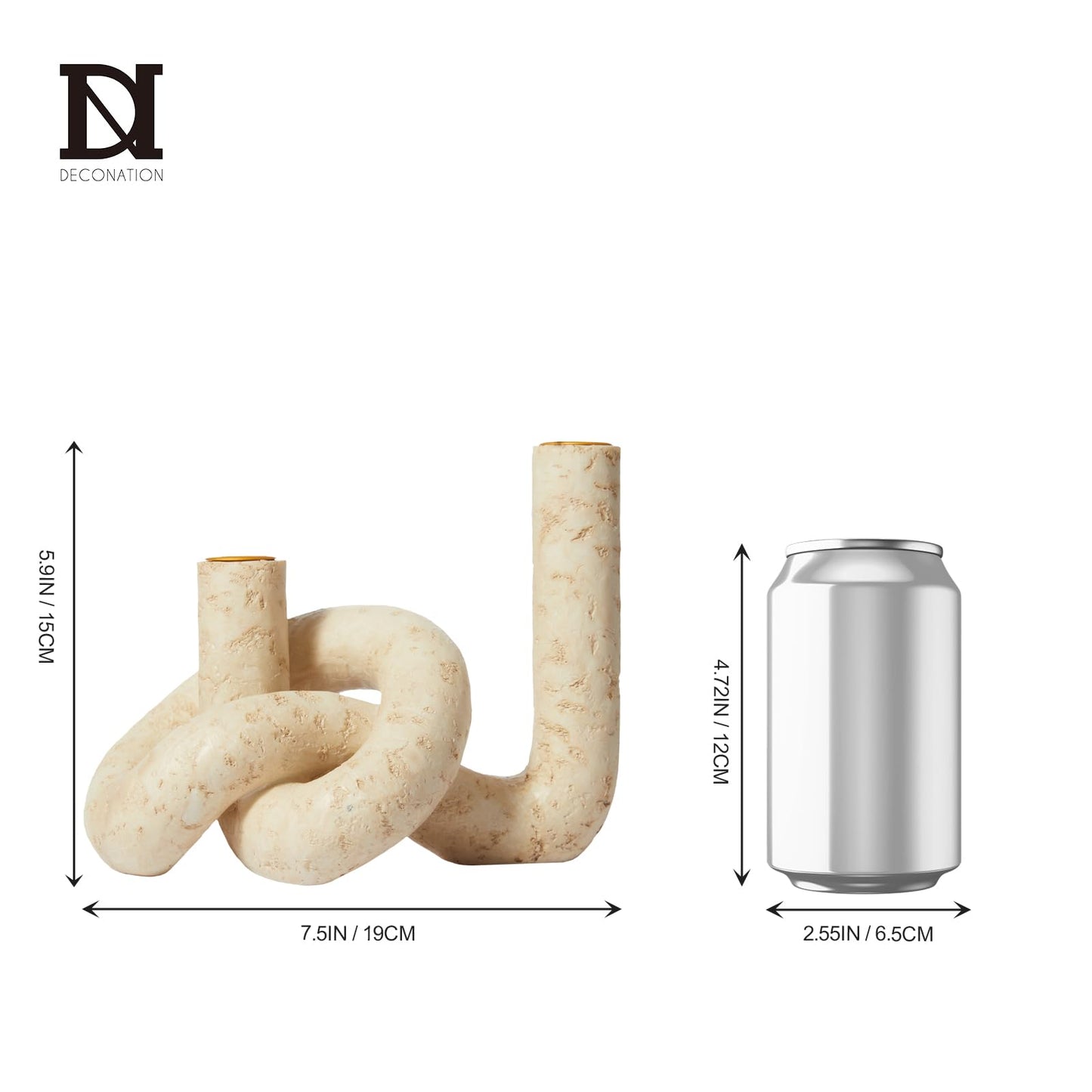 DN DECONATION Knot Shaped Taper Candle Holders - Travertine Resin Candlestick Holders, Candle Sticks Holder Boho Farmhouse Decor Coffee Table Centerpiece for Living Room Fireplace Wedding