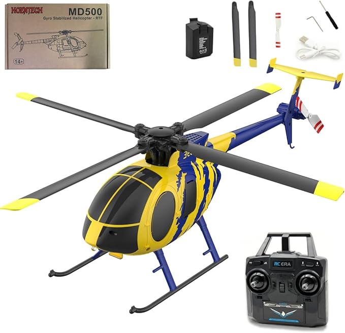 RC ERA C184 MD500 RC Helicopter for Beginners Gyro &amp Optical Sensor Stabilized Easy to Fly 2.4GHz 4CH Flybarless RTF Remote Control Helicopter