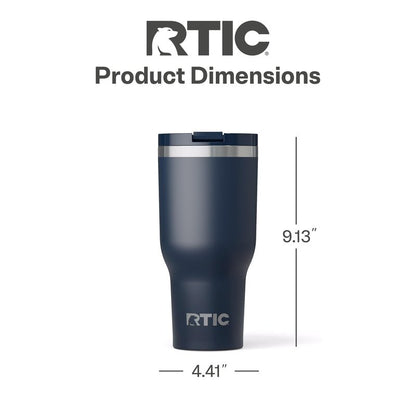 RTIC 40oz Essential Tumbler with Lid, Ceramic Lined, Insulated, Stainless Steel, Metal, Double Wall Vacuum-Insulation, Travel Cup for Iced Coffee, Tea, Hot and Cold Drink, Navy
