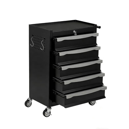 5-Drawer Tool Chest, Rolling Tool Cart, Large Capacity Tool Storage Cabinet with Keyed Locking and Drawer Liners, Link Buckle, and Can Be Combined to Large Cabinet Set, for Garage, Workshop, Warehouse