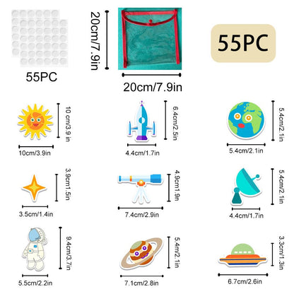 BEUNITONE Solar System Felt Story Board Set 55 Pcs Large Outer Space Universe Storytelling Space Planet Pieces for Felt Flannel Board Preschool Craft Early Learning Interactive Play Kit