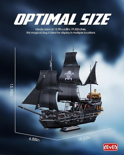 dOvOb Pearl Pirate Ship Mini Blocks Building Set - 1424PCS Construction STEM Black Boat Collection Display Set for Adults and Teen