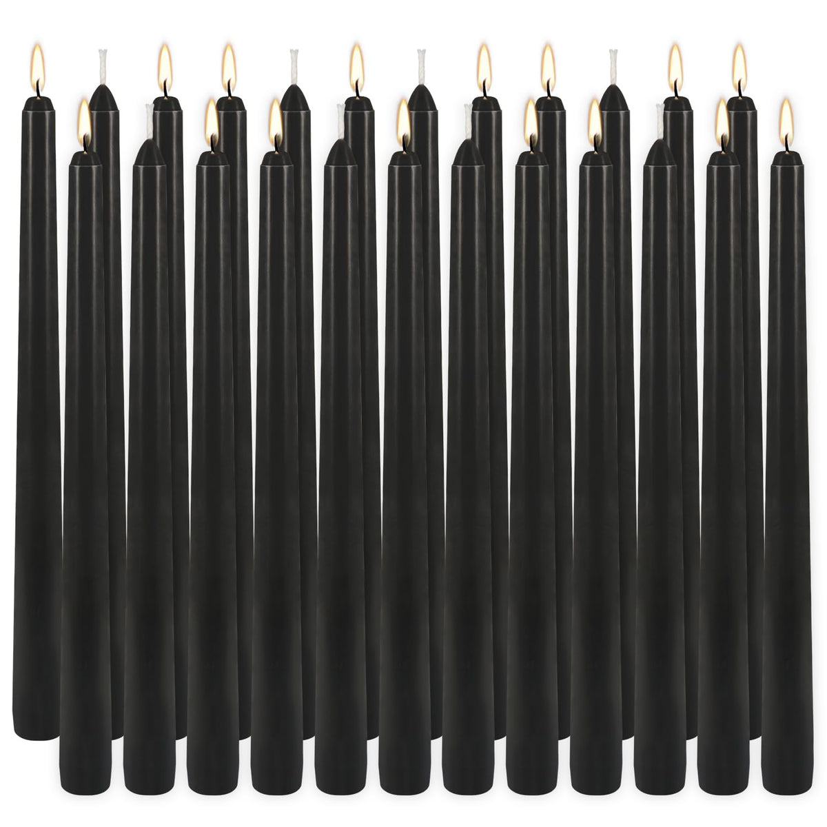 24Pack 10inch Black Taper Candle-Unscented and Smokeless-8hours Long Burning time,Dripless,Ideal for Halloween Taper Candles, Weddings, Dinner,Parties