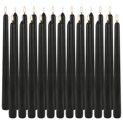 24Pack 10inch Black Taper Candle-Unscented and Smokeless-8hours Long Burning time,Dripless,Ideal for Halloween Taper Candles, Weddings, Dinner,Parties