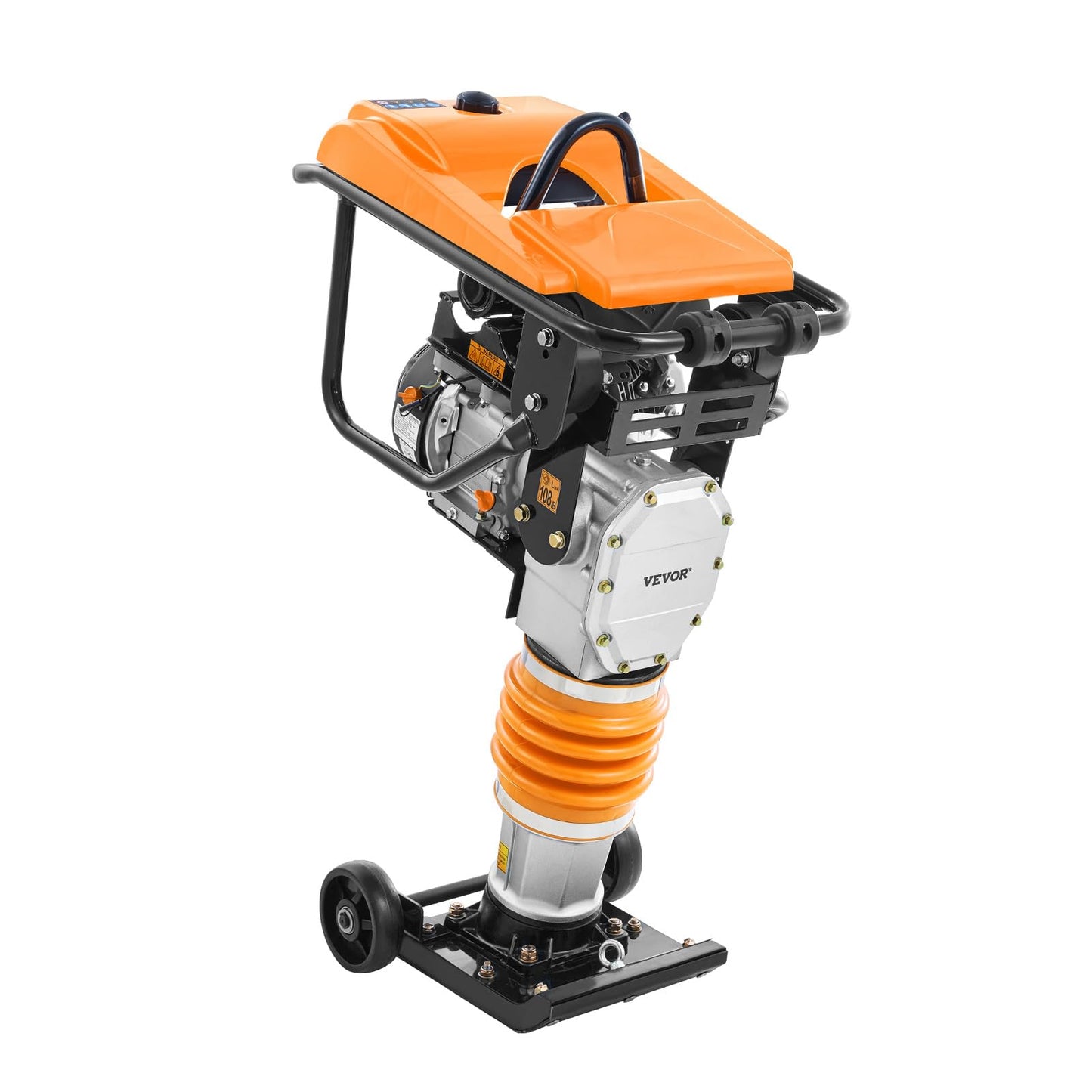 VEVOR Jumping Jack Compactor, 6.5 HP Vibratory Rammer Fuel-Powered 196 cc Engine Tamper, 3600 lbs Impact Force, 26" Max Compaction Depth, for Soil, Gravel, Footings, Concrete Slabs, and Foundations