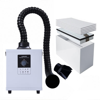 KNOKOO FES150 150W Solder Fume Extractor, 163 CFM(278 m³/h) Strong Suction 3D Printing Smoke Removal with H13 HEPA & Activated Carbon, Laser Smoke Purifier for 5W to 20W Laser Engraving